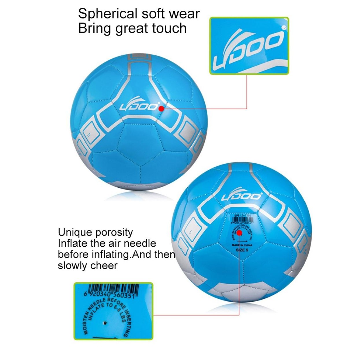 19cm PU Leather Sewing Wearable  Match Football (Fluorescent Blue)