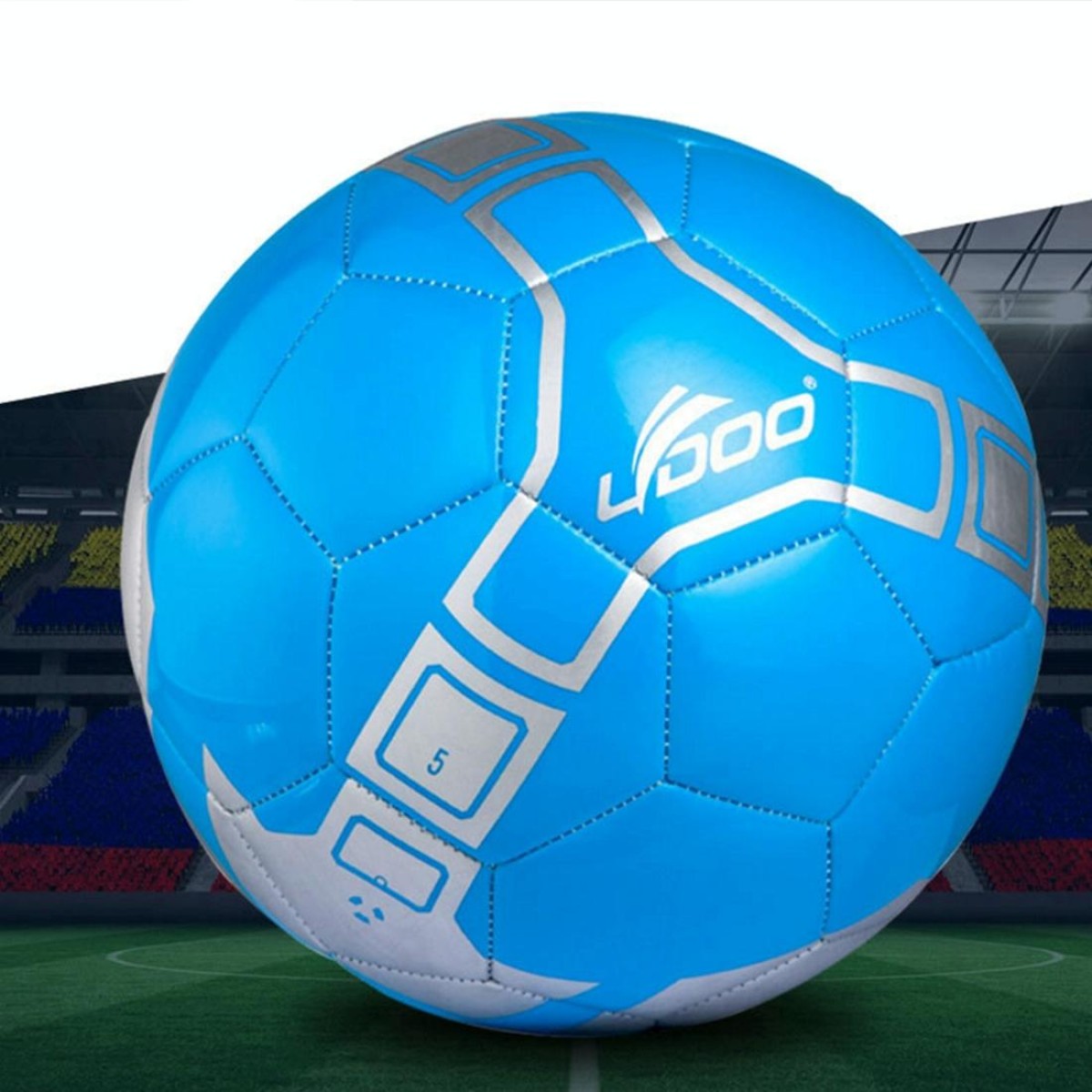 19cm PU Leather Sewing Wearable Match Football (Blue)