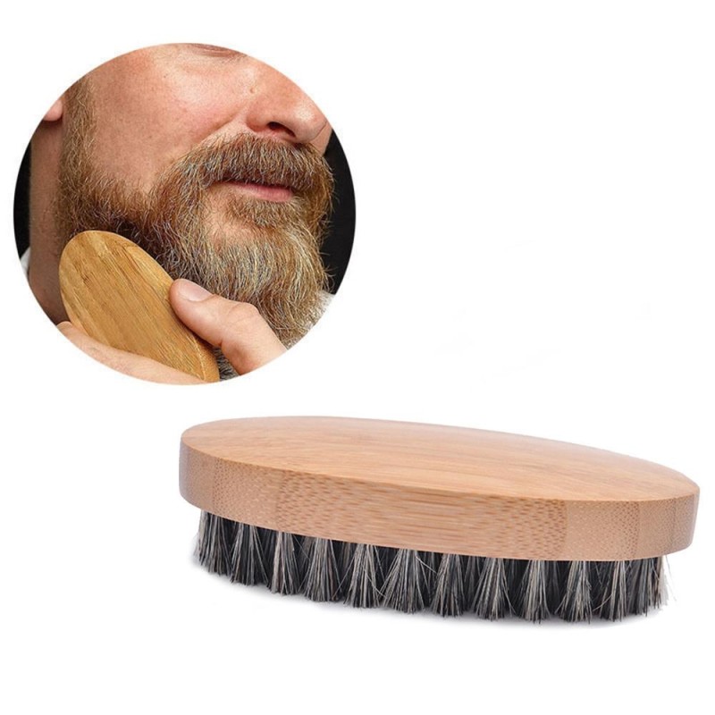 Men Beard Care Brush Hardwood Handle Wild Boar Bristle Comb
