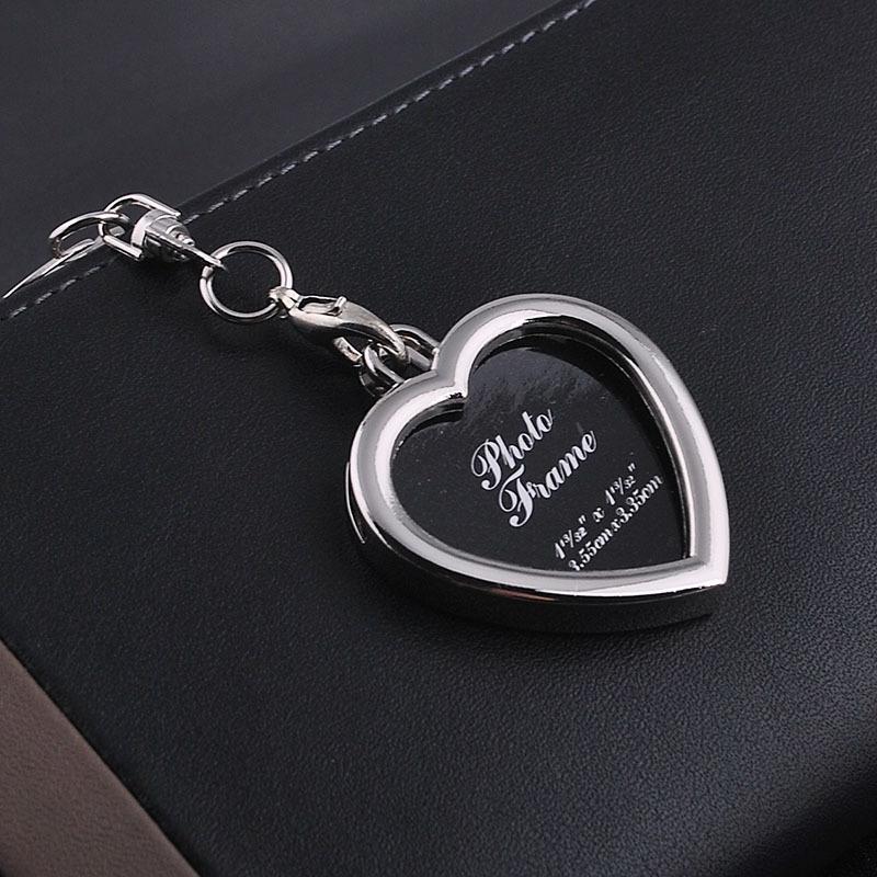 10 PCS Mini Photo Frame Couple Metal Keychains Key Rings, Heart Shape