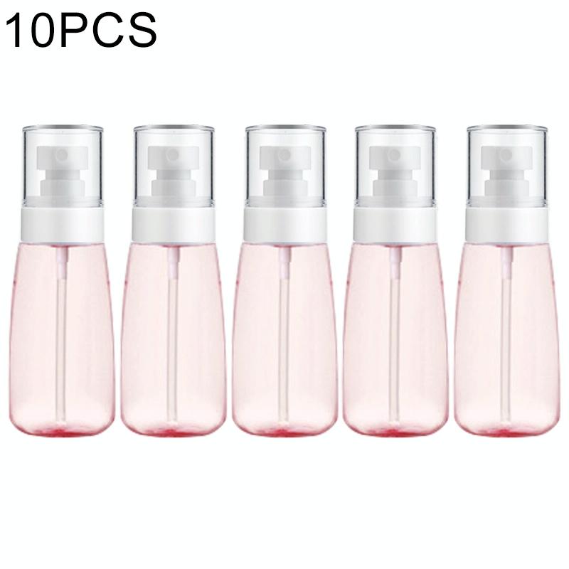 10 PCS Portable Refillable Plastic Fine Mist Perfume Spray Bottle Transparent Empty Spray Sprayer Bottle, 60ml(Pink)