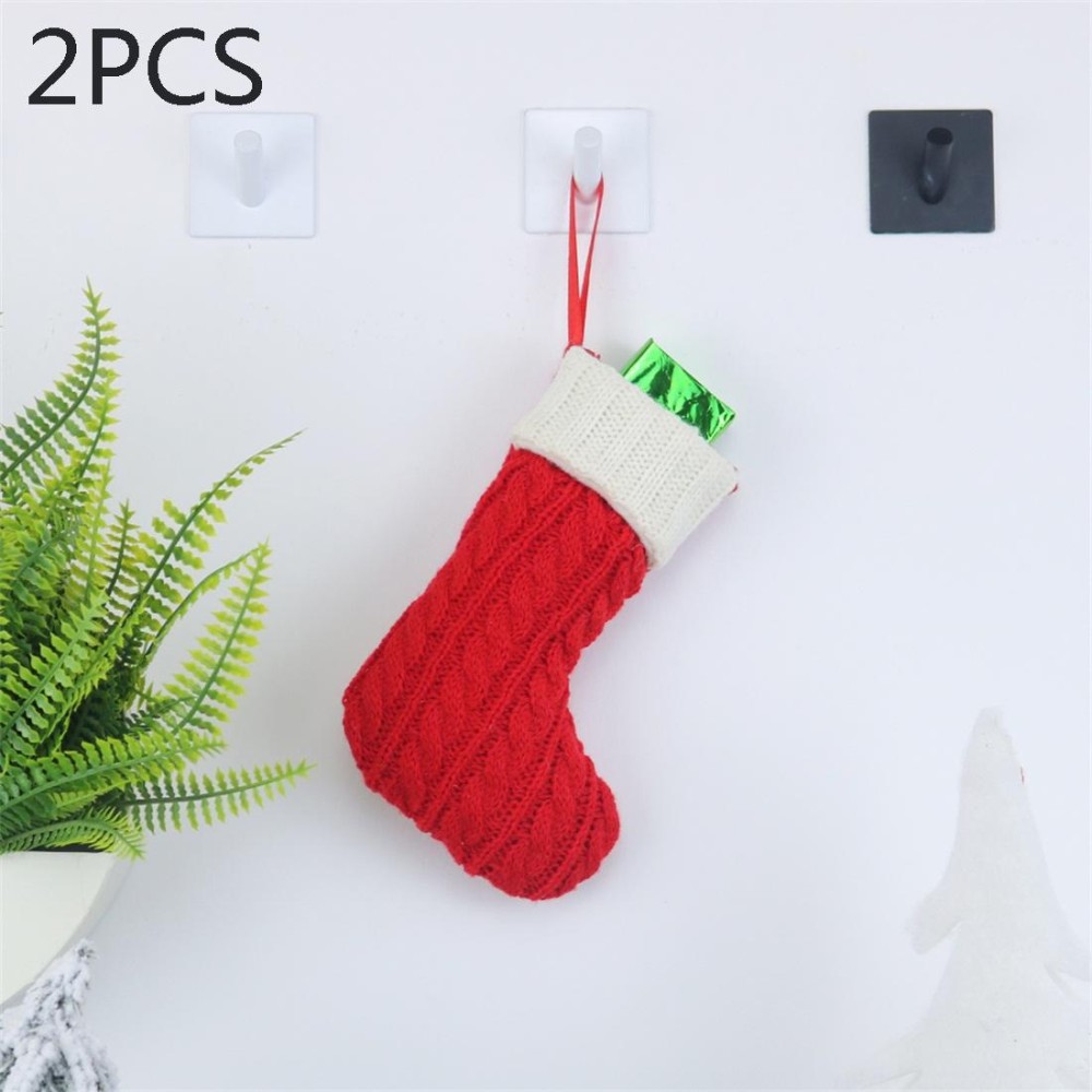 2 PCS CX20220 Christmas Wool Knitting Sock Gift Bag Christmas Tree Pendant Decoration(Red)
