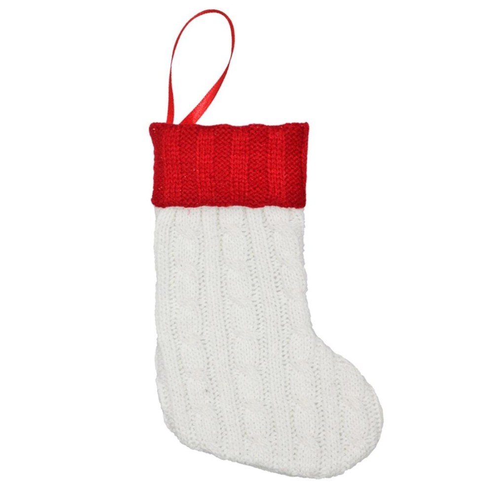 2 PCS CX20220 Christmas Wool Knitting Sock Gift Bag Christmas Tree Pendant Decoration(White)