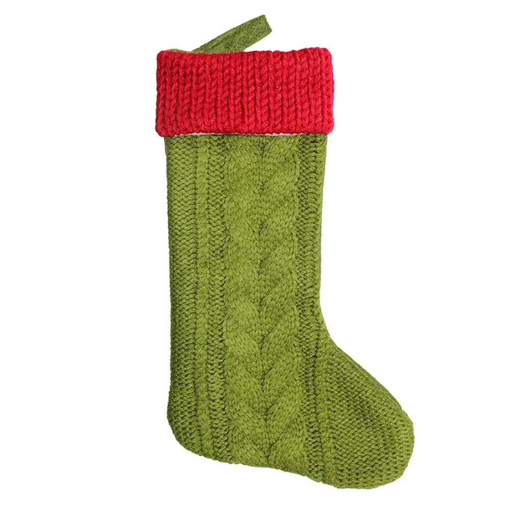 CX20221 Christmas Wool Knitting Sock Gift Bag Christmas Tree Pendant Decoration(Green)