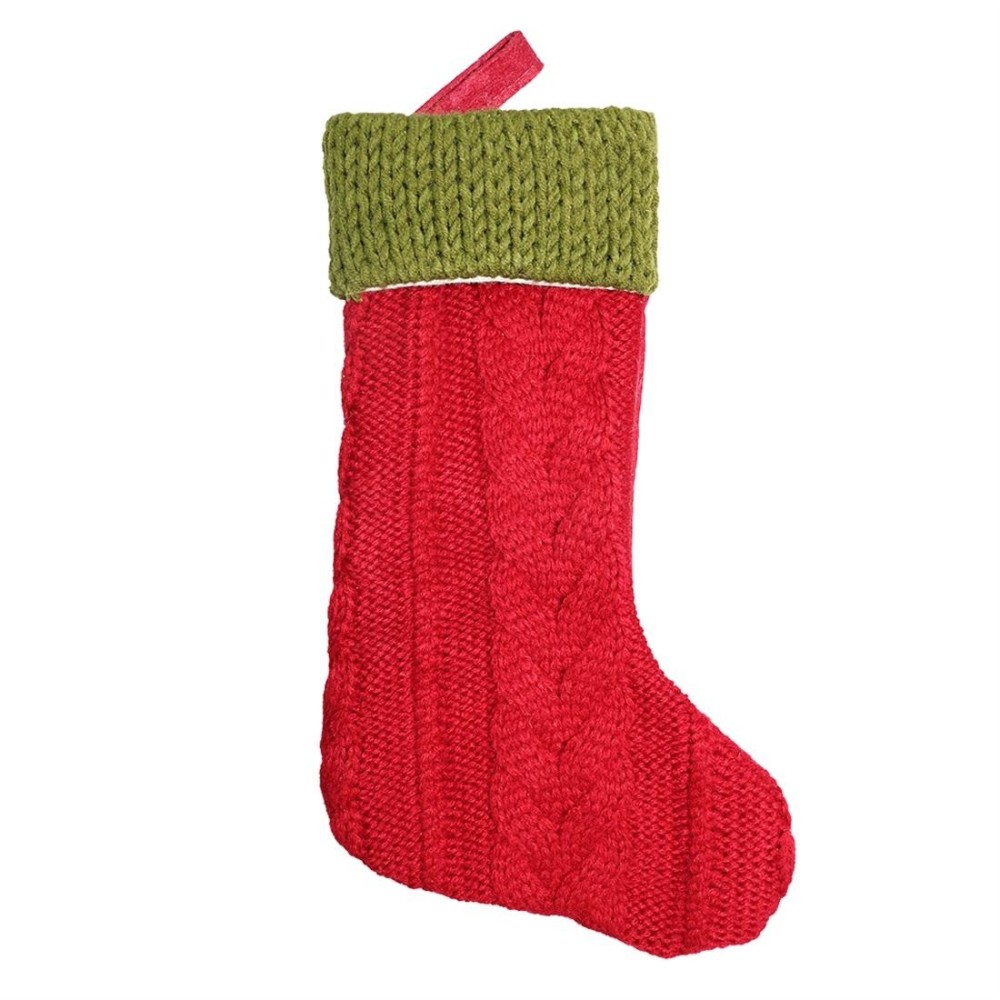 CX20221 Christmas Wool Knitting Sock Gift Bag Christmas Tree Pendant Decoration(Red)