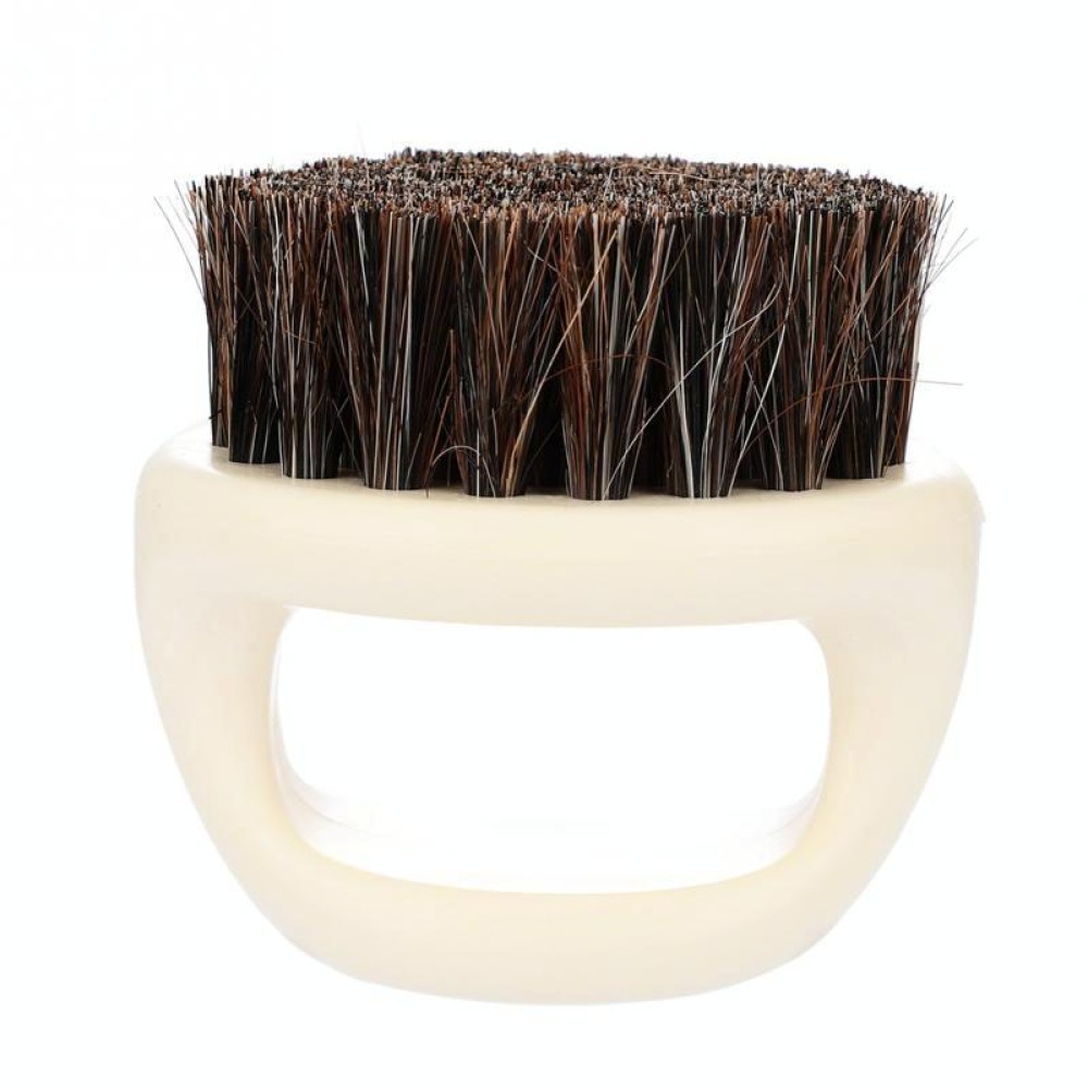Men Ring Design Portable Boar Brush White ABS Haircut Cleaning Shaving Brush(Black)