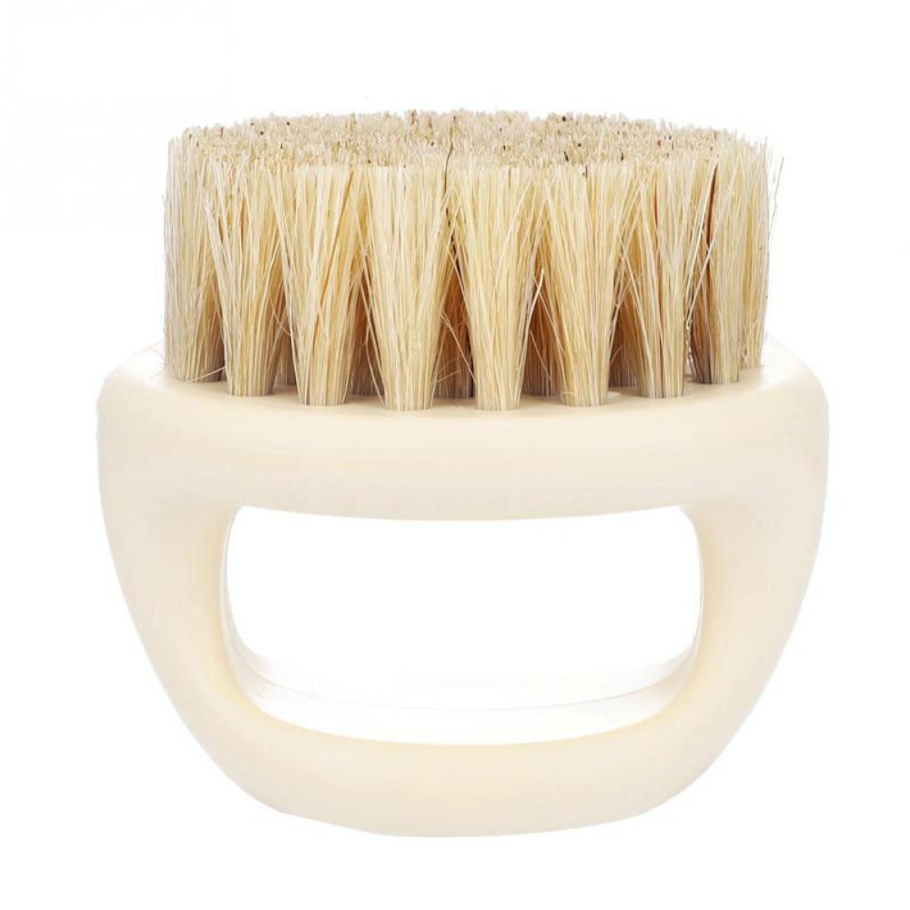 Men Ring Design Portable Boar Brush White ABS Haircut Cleaning Shaving Brush(White)