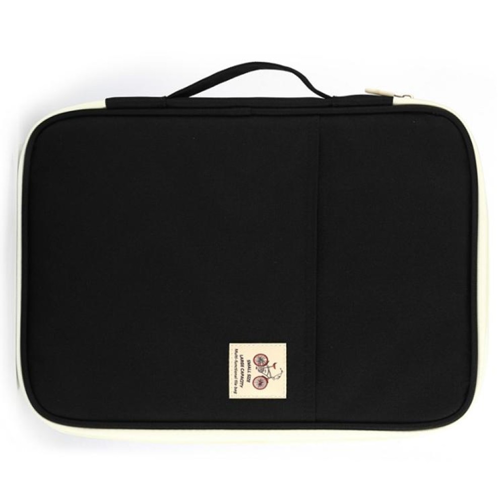 Office Supplies Multi-purpose Zipper Document Folder A4 Storage Bag(Black)