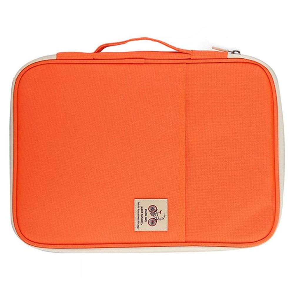 Office Supplies Multi-purpose Zipper Document Folder A4 Storage Bag(Orange)