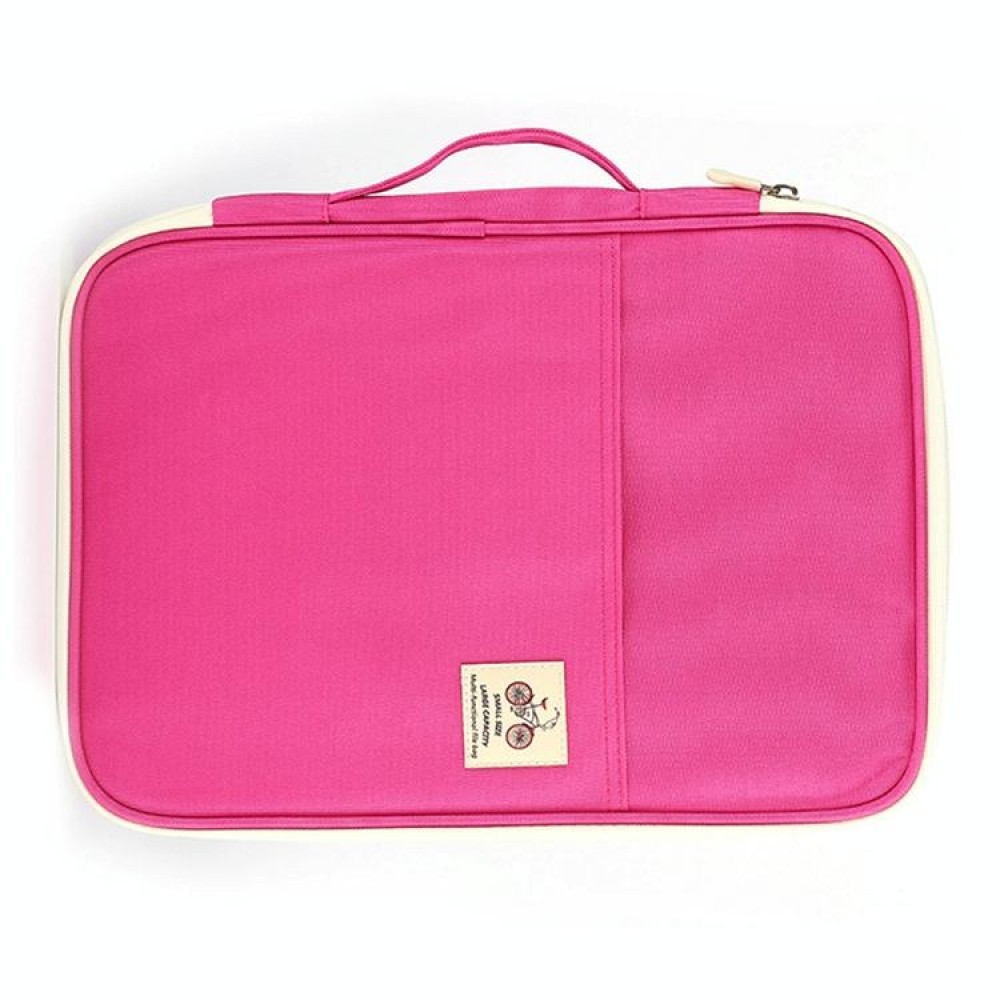 Office Supplies Multi-purpose Zipper Document Folder A4 Storage Bag(Pink)