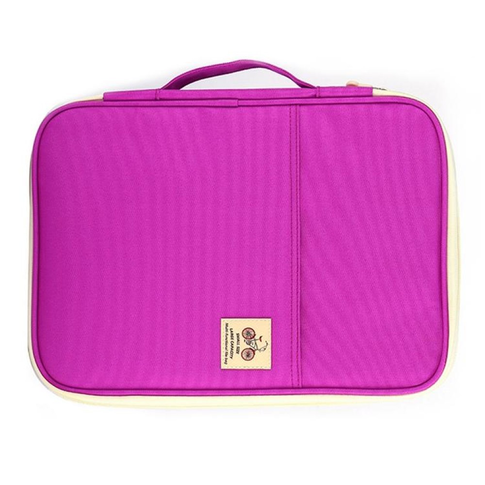 Office Supplies Multi-purpose Zipper Document Folder A4 Storage Bag(Purple)