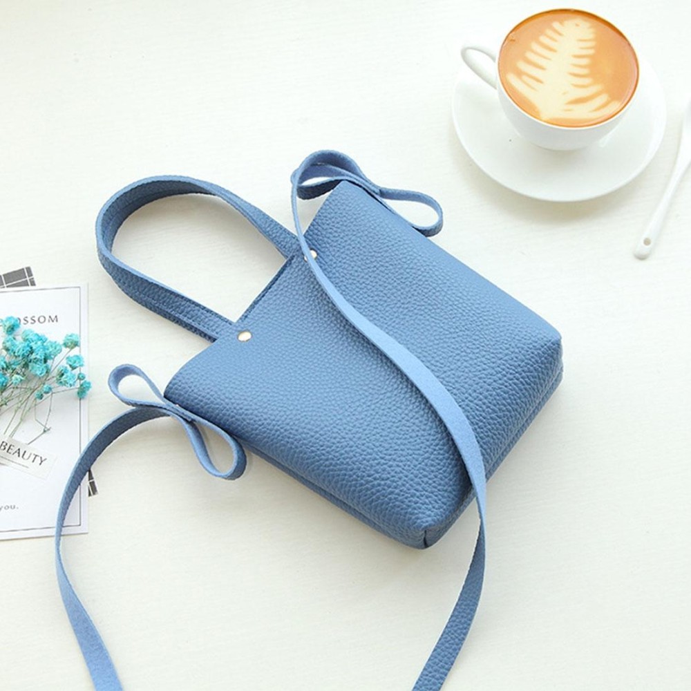 Fashion Mini PU Leisure Single Shoulder Square Handbag Mobile Phone Bag, Size: 13*4.5*16.5cm (Blue)