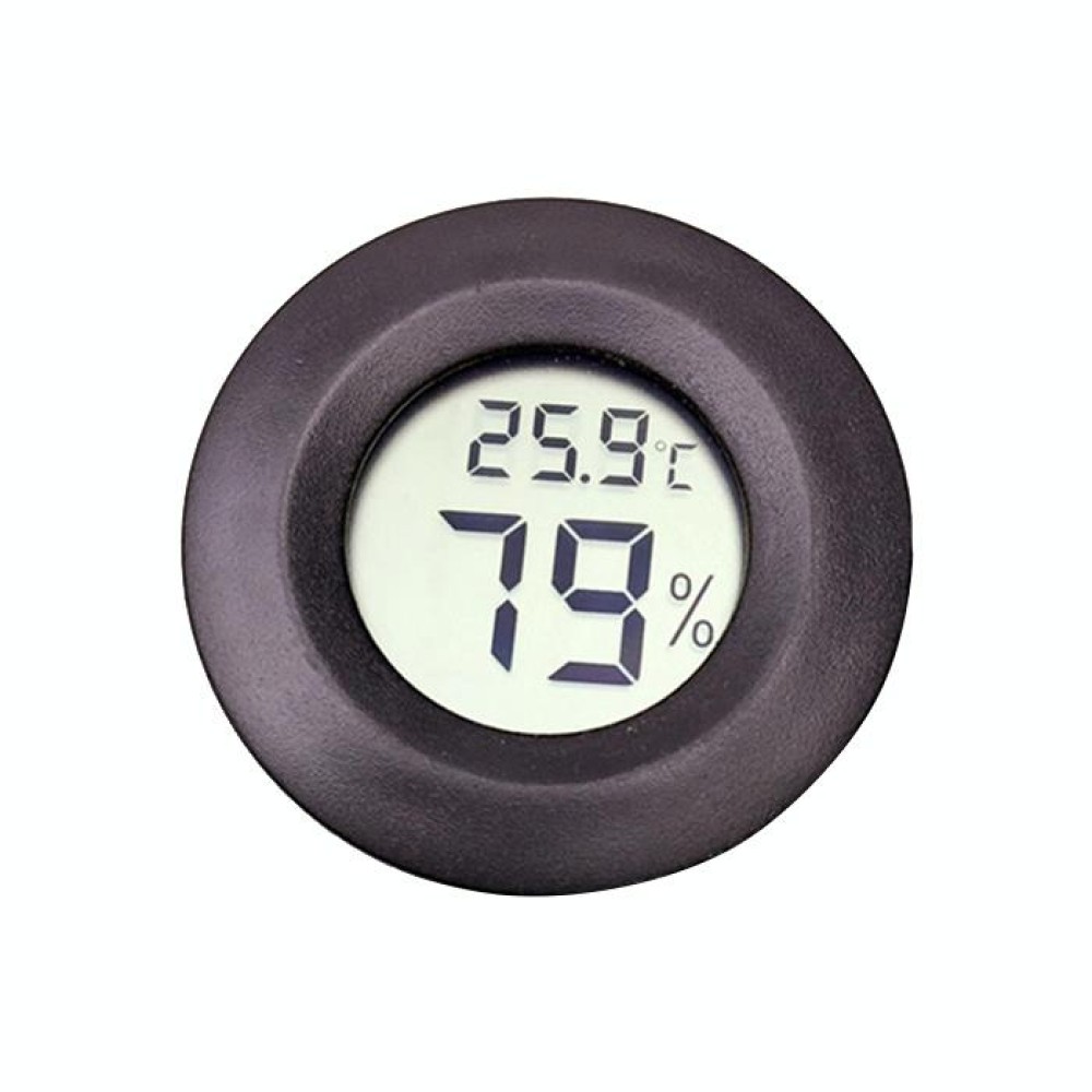Digital Round Shaped Reptile Box Centigrade Thermometer & Hygrometer with Screen Display (Black)