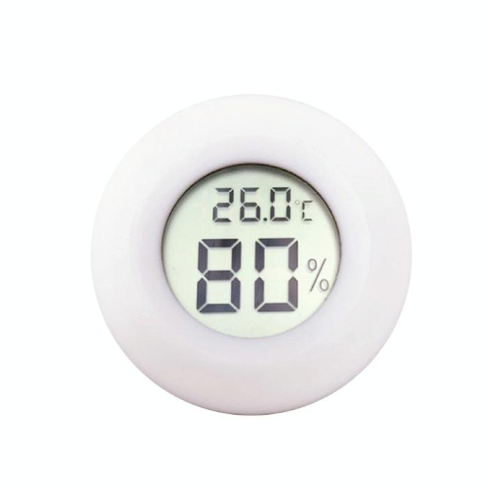Digital Round Shaped Reptile Box Centigrade Thermometer & Hygrometer with Screen Display (White)