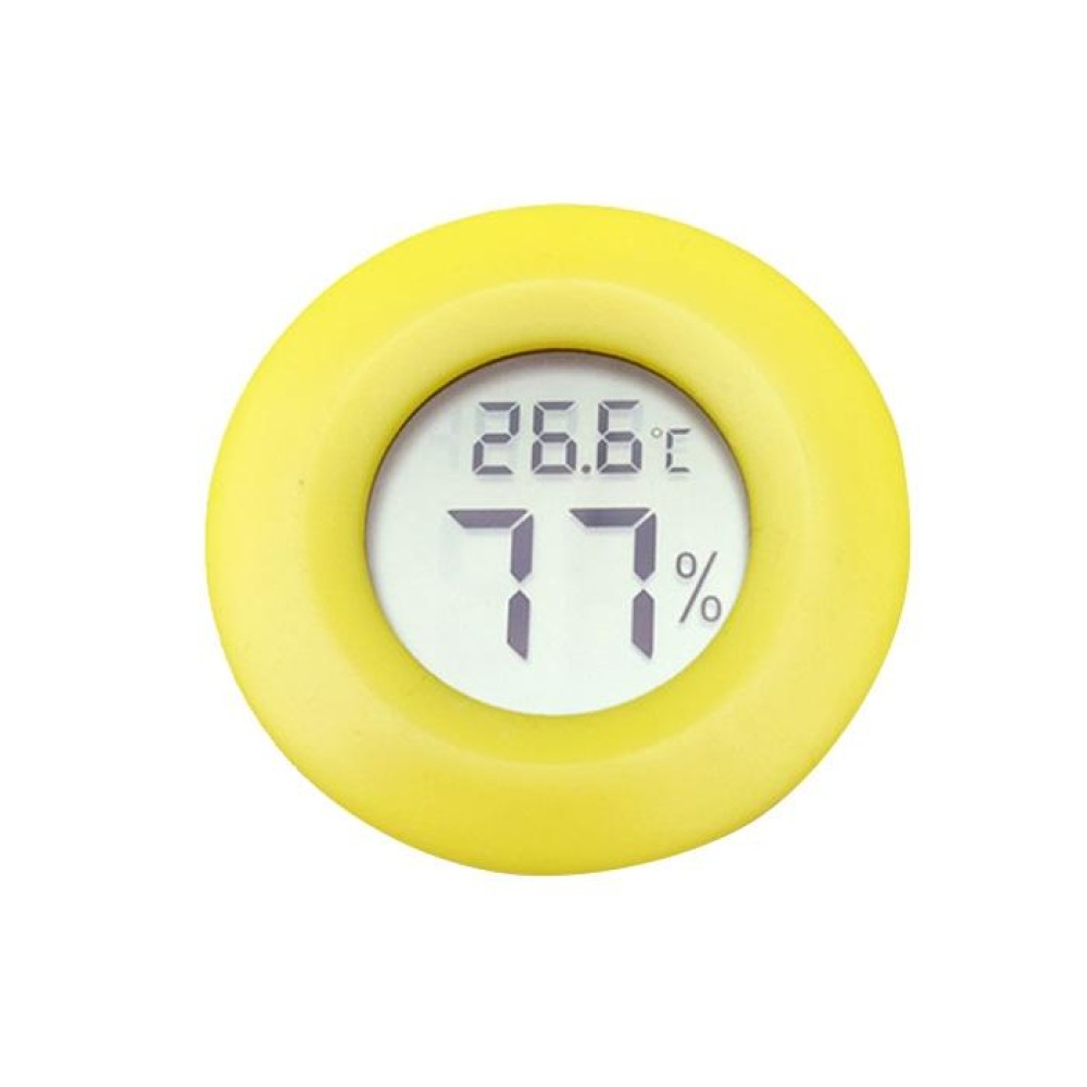 Digital Round Shaped Reptile Box Centigrade Thermometer & Hygrometer with Screen Display (Yellow)