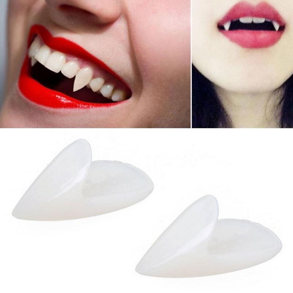 1 Pair 19mm Halloween Party Dentures Props Vampire Zombie Devil Fangs Teeth