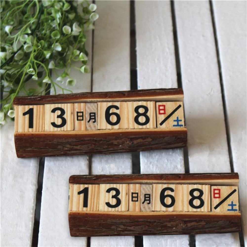 2 PCS Creative Wooden Cubes Perpetual Calendar Desk Decorations, Size: 16*6*5cm