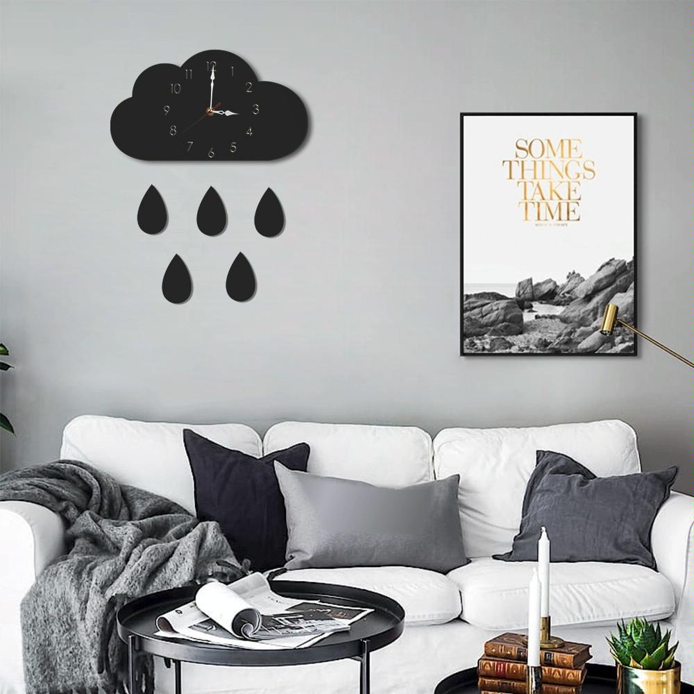 Clouds Pattern Creative Living Room Decorative Wall Clock (Black)