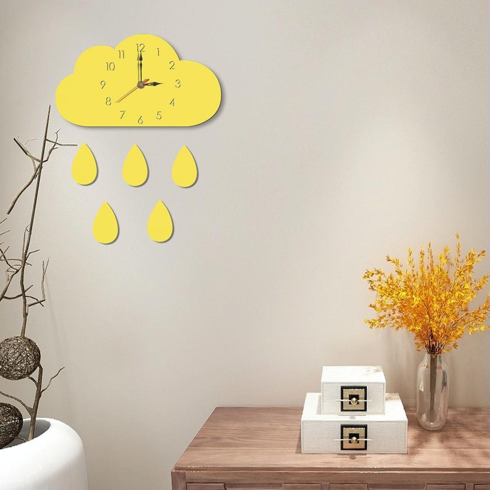 Clouds Pattern Creative Living Room Decorative Wall Clock (Yellow)