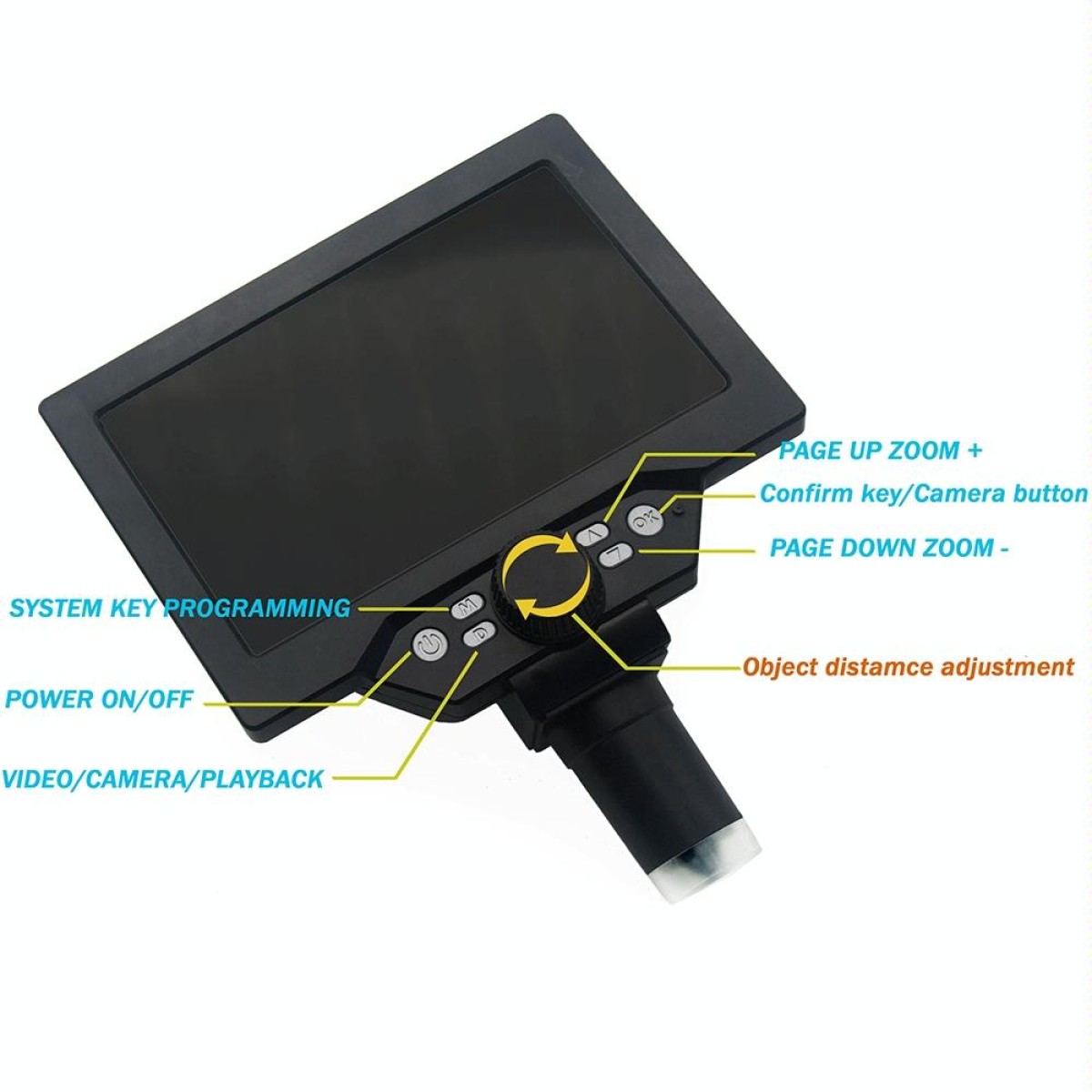 G1200 7 inch LCD Screen 1200X Portable Electronic Digital Desktop Stand Microscope, EU Plug