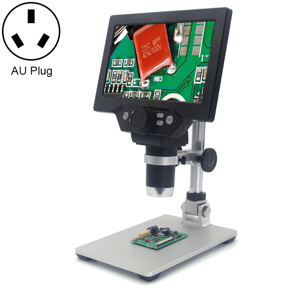 G1200 7 inch LCD Screen 1200X Portable Electronic Digital Desktop Stand Microscope, AU Plug