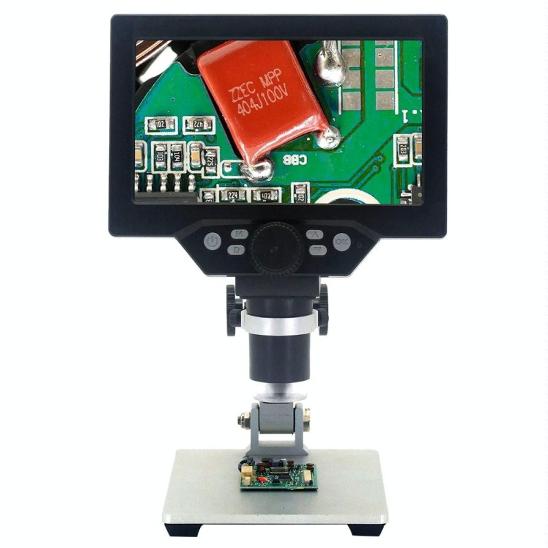 G1200 7 inch LCD Screen 1200X Portable Electronic Digital Desktop Stand Microscope, EU Plug