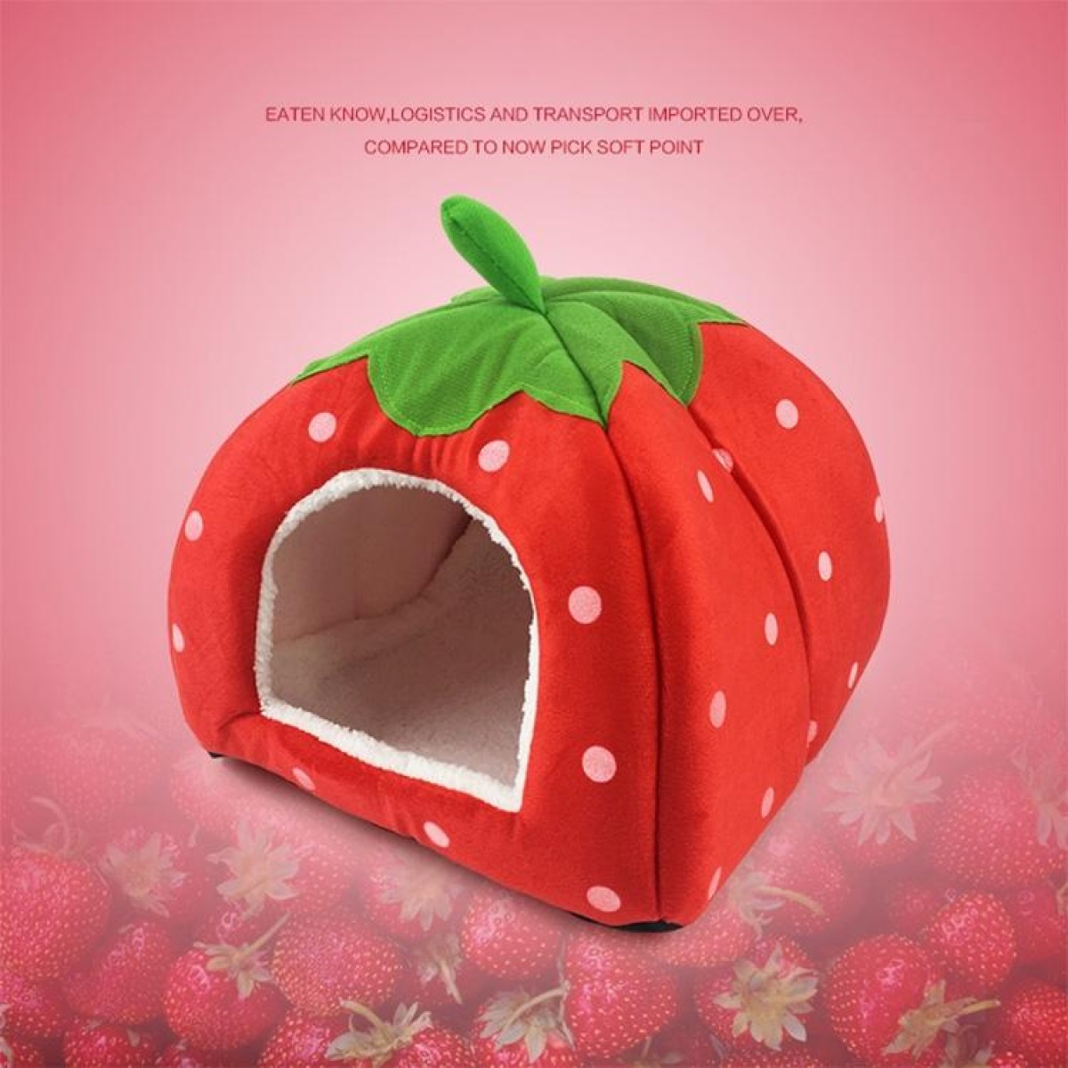 Strawberry Shaped Foldable Short Plush Pet House Nest, Size: M(Red)