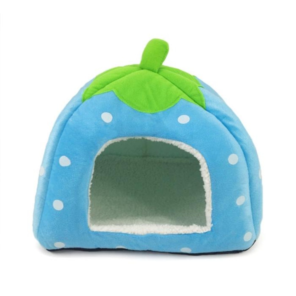 Strawberry Shaped Foldable Short Plush Pet House Nest, Size: M(Blue)