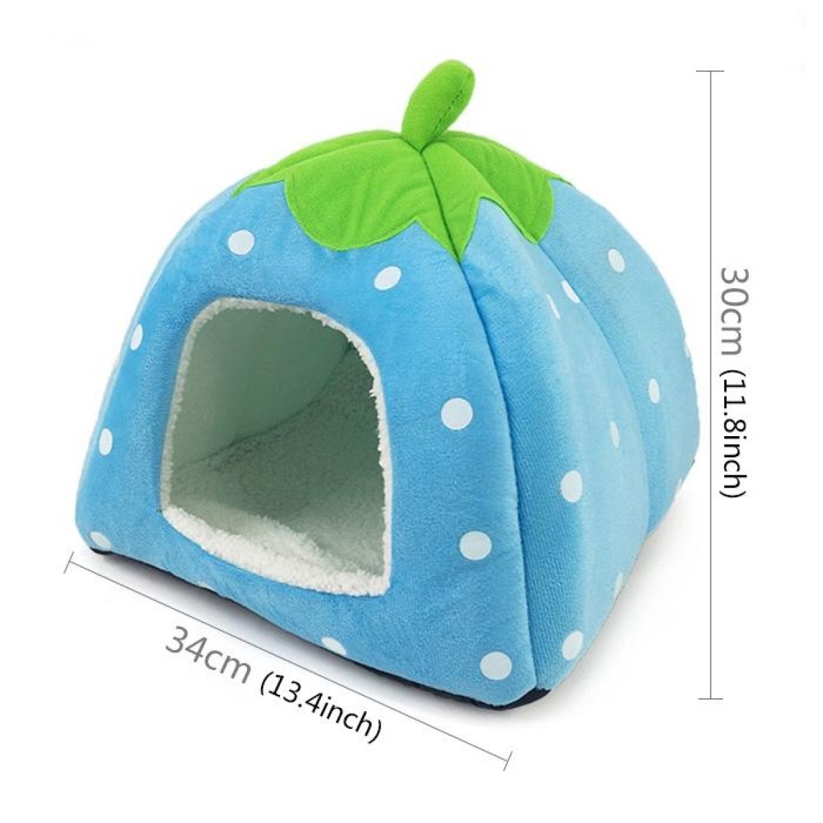 Strawberry Shaped Foldable Short Plush Pet House Nest, Size: M(Blue)