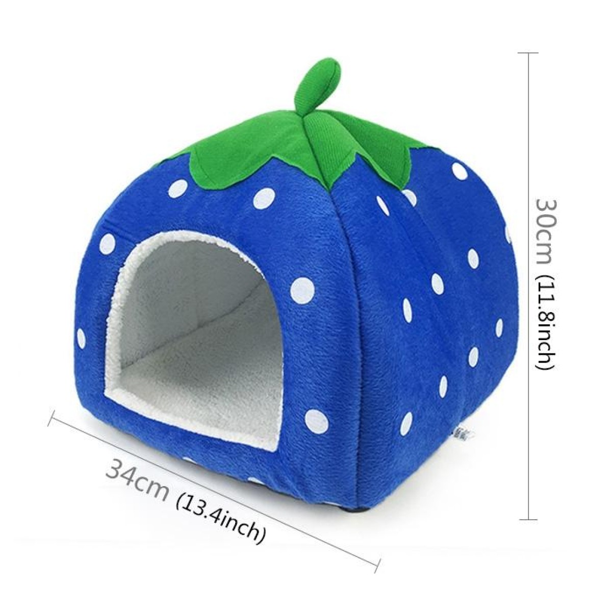 Strawberry Shaped Foldable Short Plush Pet House Nest, Size: M(Dark Blue)