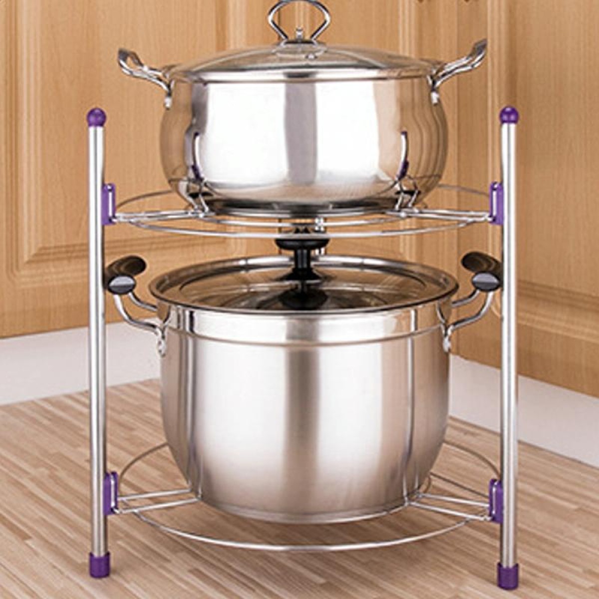 Multi-function Kitchen Pot Rack Double-layer Wok Soup Pot Stainless Steel Pot Rack