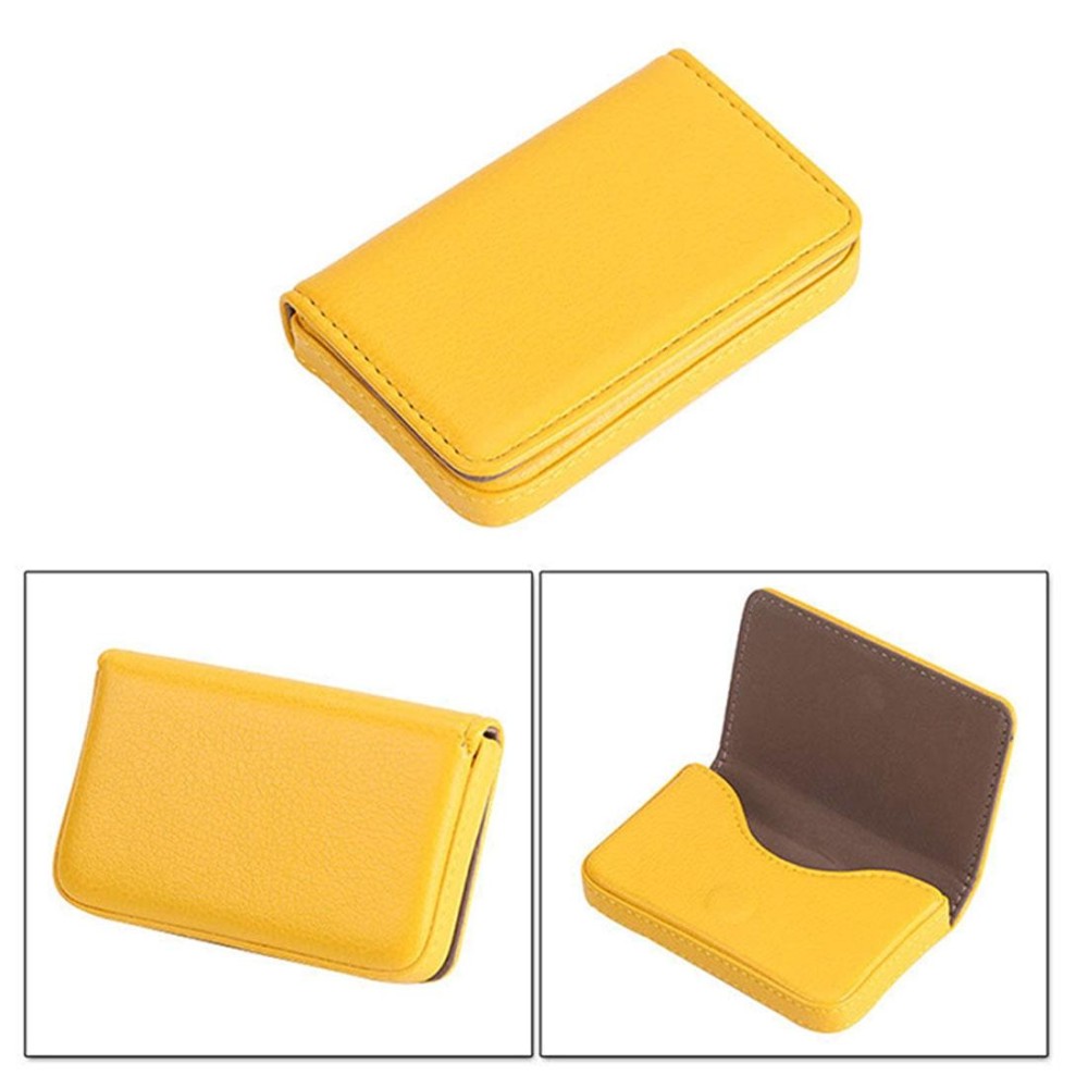 Premium PU Leather Business Name Card Case with Magnetic Closure , Size: 10*6.5*1.7cm(Yellow)