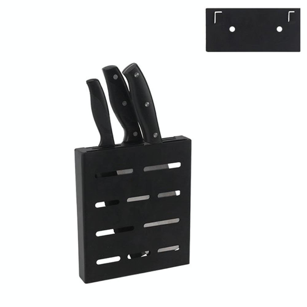 Stainless Steel Wall-mounted Kitchen Rack Hanging Kinfe Holder (Black)