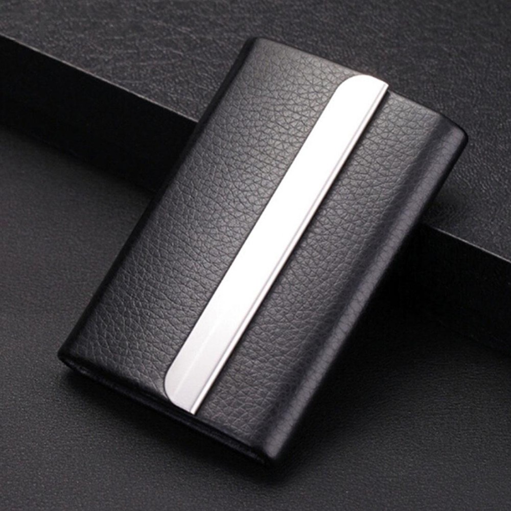 Lichi texture Stainless Steel Business Card Holder Credit Card ID Case Holder, Random Color