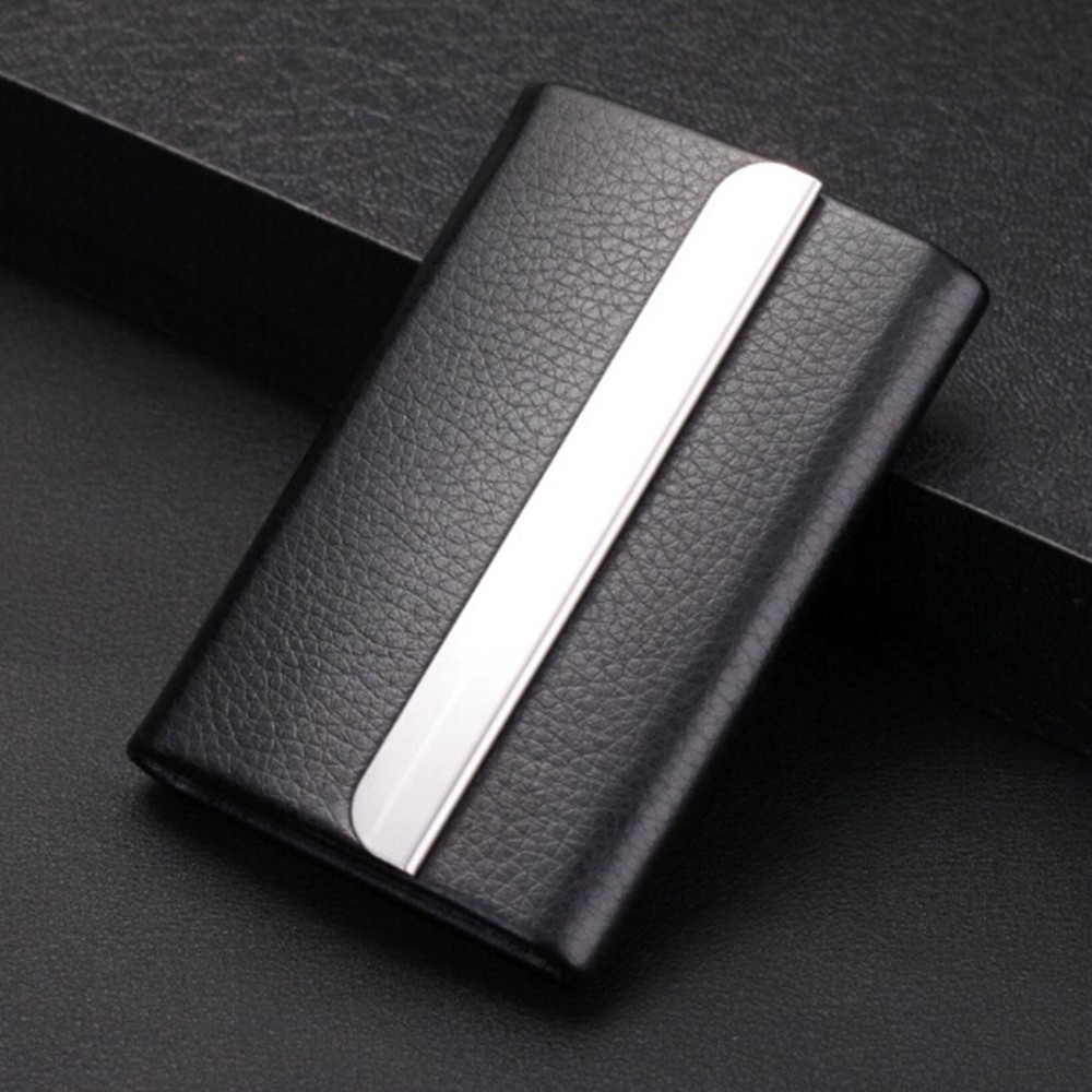 Lichi texture Stainless Steel Business Card Holder Credit Card ID Case Holder, Random Color