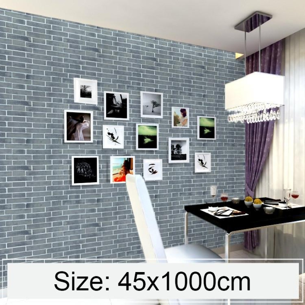 Mediterranean Gray Brick Creative 3D Stone Brick Decoration Wallpaper Stickers Bedroom Living Room Wall Waterproof Wallpaper Roll, Size: 45 x 1000cm