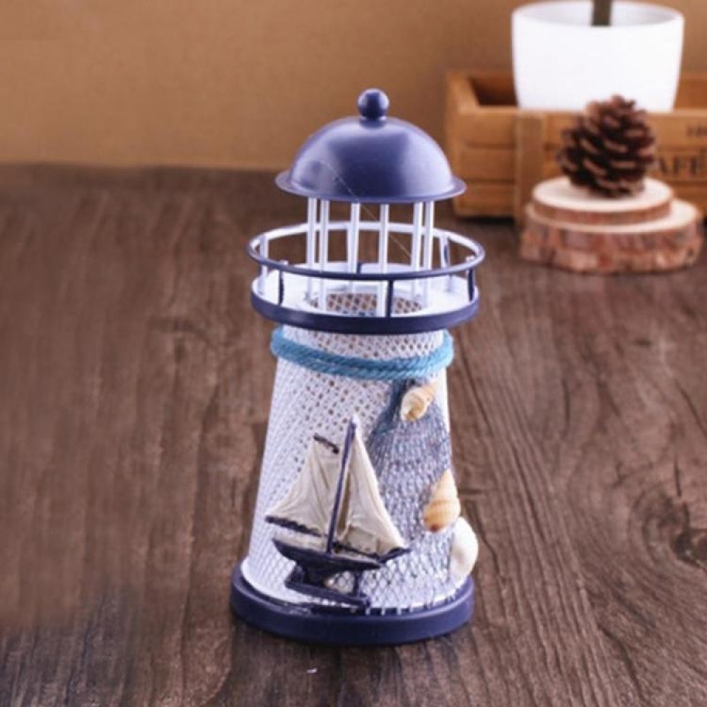 Creative Mediterranean Style Iron Handmade Flash Lighthouse, Random Style Delivery, Size: 14.5*6.5cm