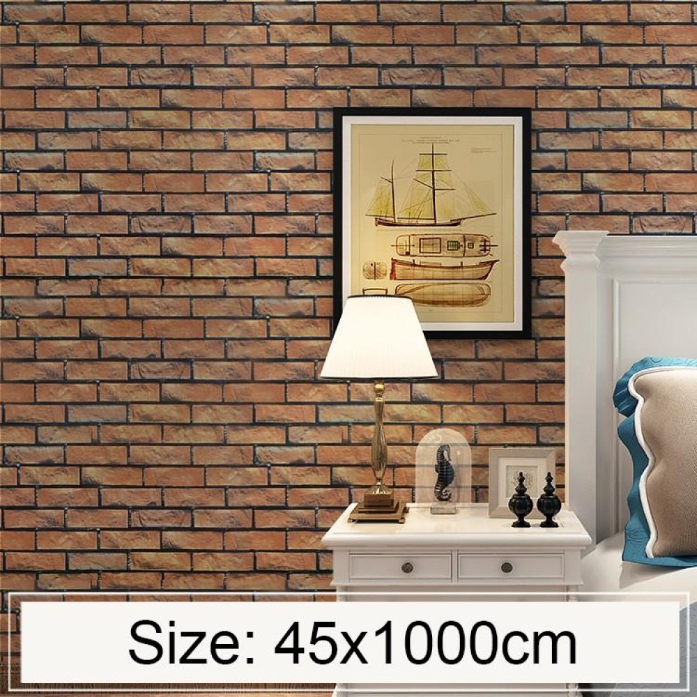 Horizontal Brick Creative 3D Stone Brick Decoration Wallpaper Stickers Bedroom Living Room Wall Waterproof Wallpaper Roll, Size: 45 x 1000cm