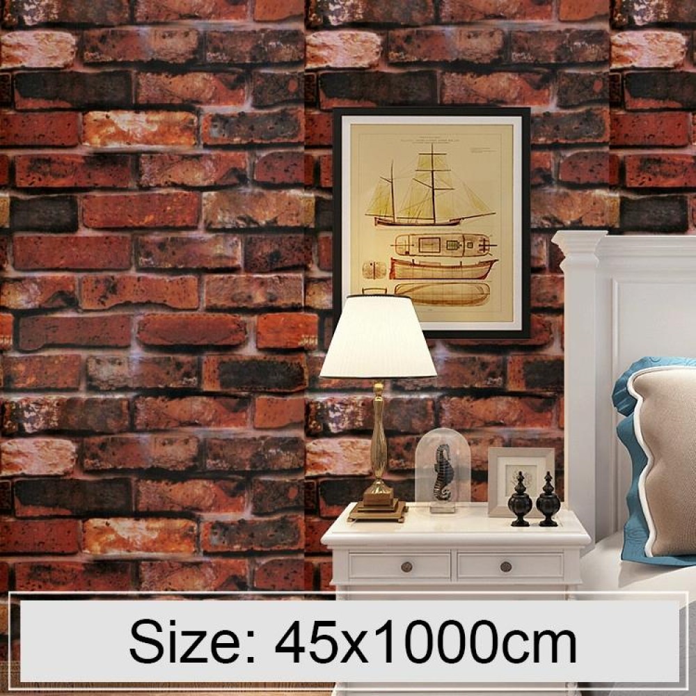 American Red Brick Creative 3D Stone Brick Decoration Wallpaper Stickers Bedroom Living Room Wall Waterproof Wallpaper Roll, Size: 45 x 1000cm