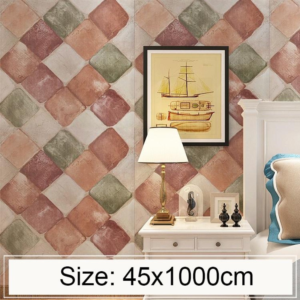 Colorful Stone Creative 3D Stone Brick Decoration Wallpaper Stickers Bedroom Living Room Wall Waterproof Wallpaper Roll, Size: 45 x 1000cm