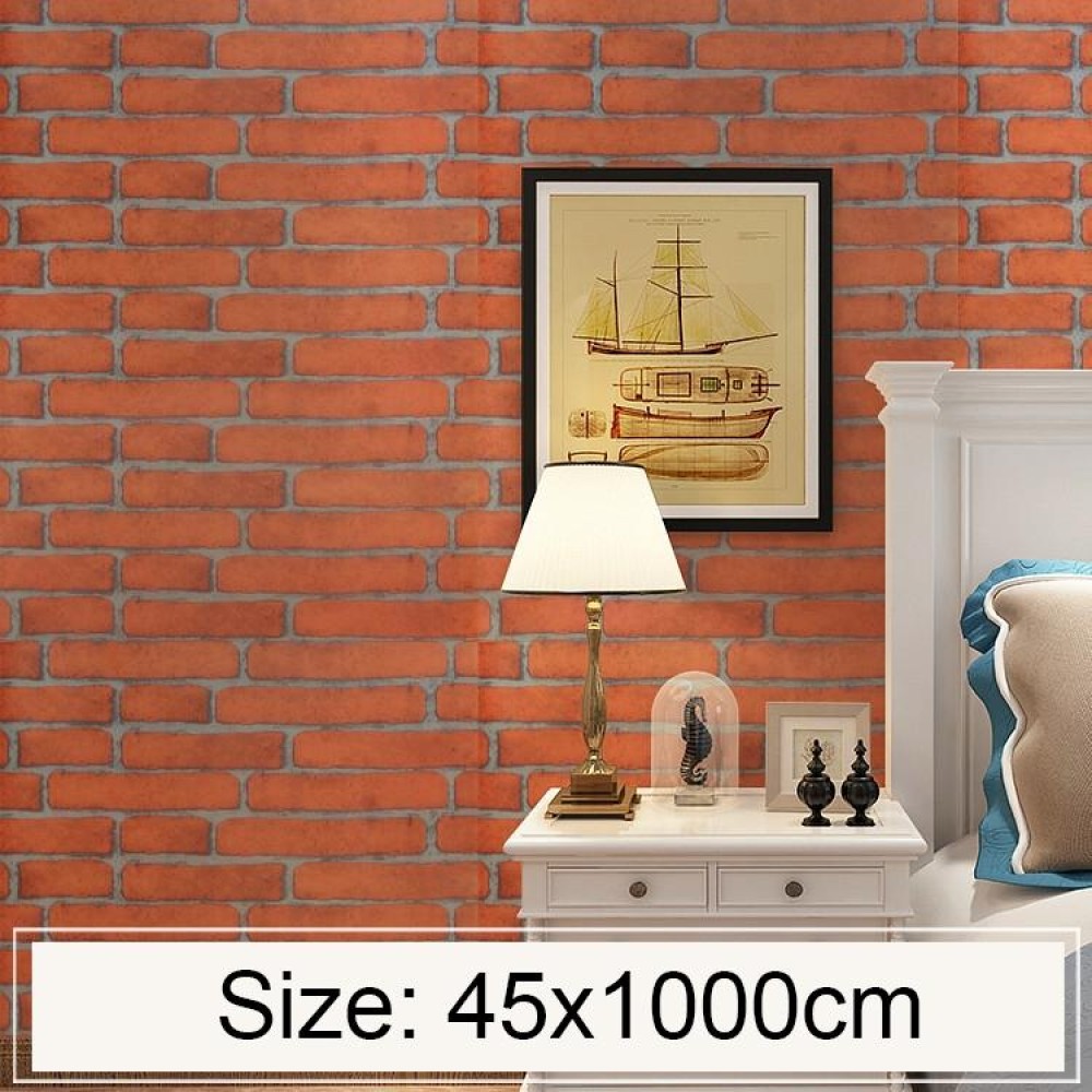 Small Yellow Brick Creative 3D Stone Brick Decoration Wallpaper Stickers Bedroom Living Room Wall Waterproof Wallpaper Roll, Size: 45 x 1000cm