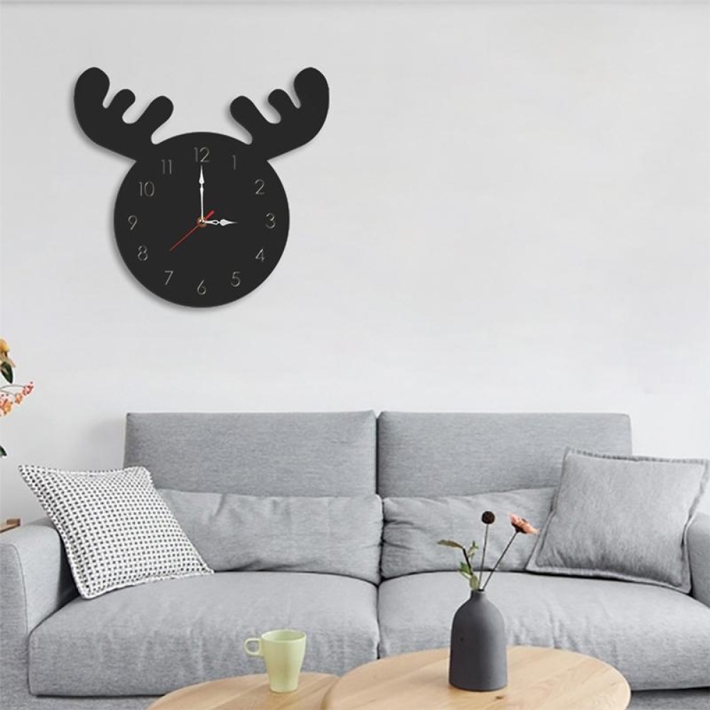 Deer Head Pattern Creative Living Room Decorative Wall Clock (Black)