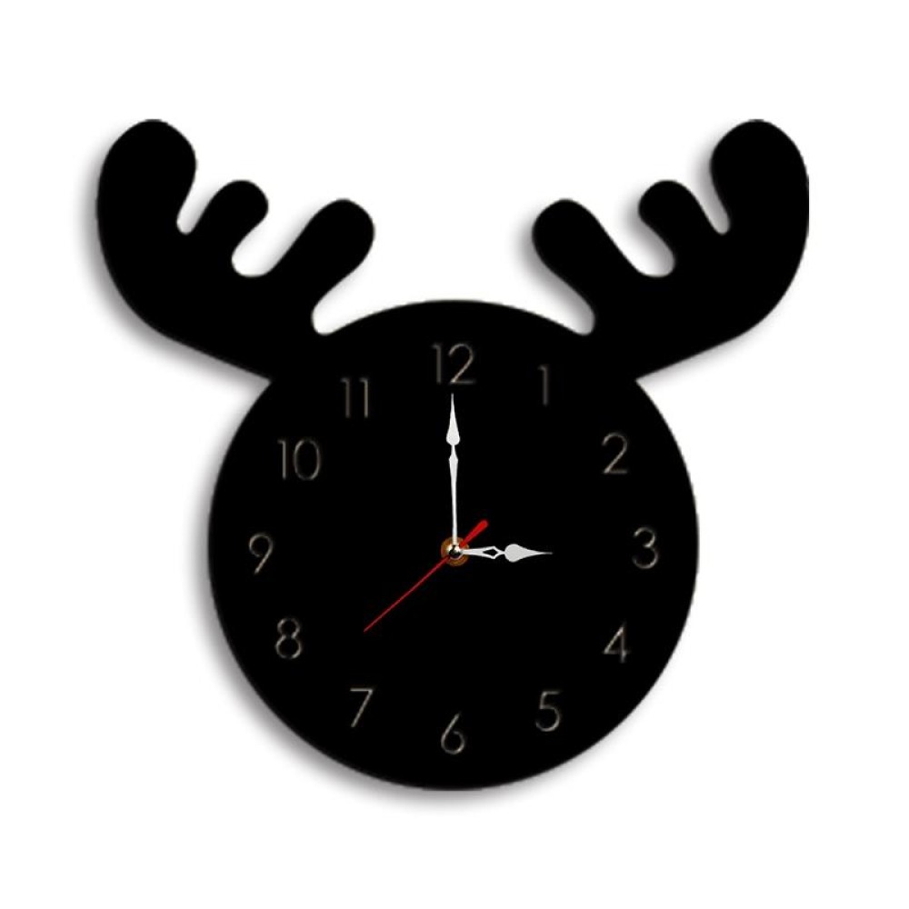 Deer Head Pattern Creative Living Room Decorative Wall Clock (Black)