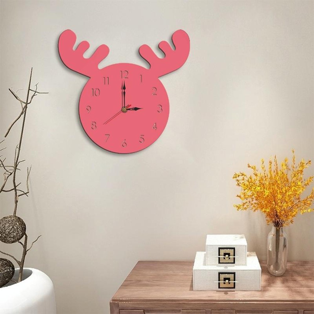 Deer Head Pattern Creative Living Room Decorative Wall Clock (Pink)