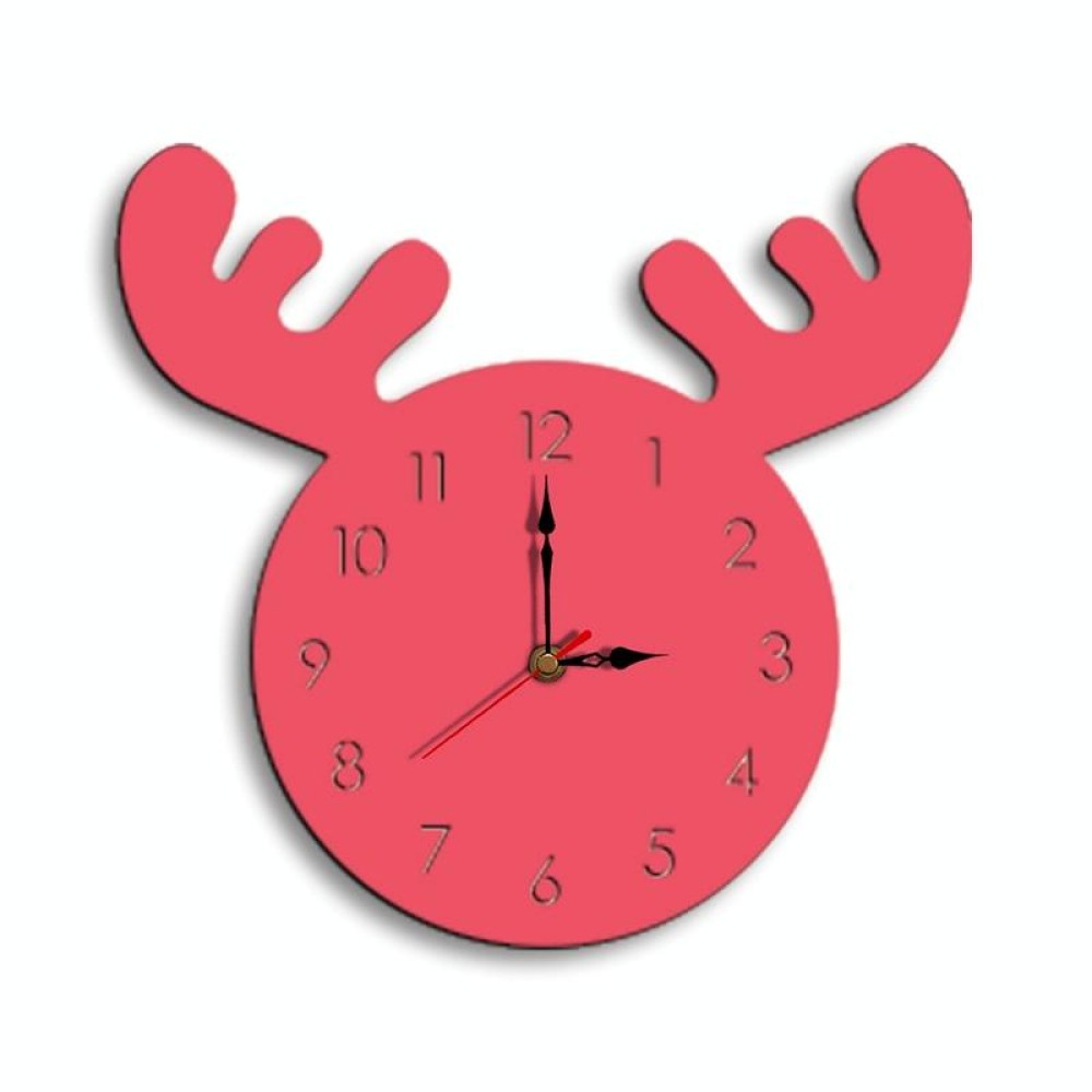 Deer Head Pattern Creative Living Room Decorative Wall Clock (Pink)