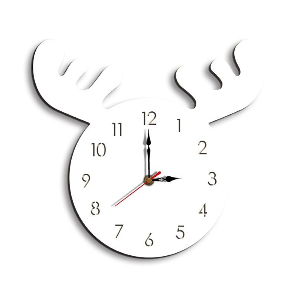 Deer Head Pattern Creative Living Room Decorative Wall Clock (White)