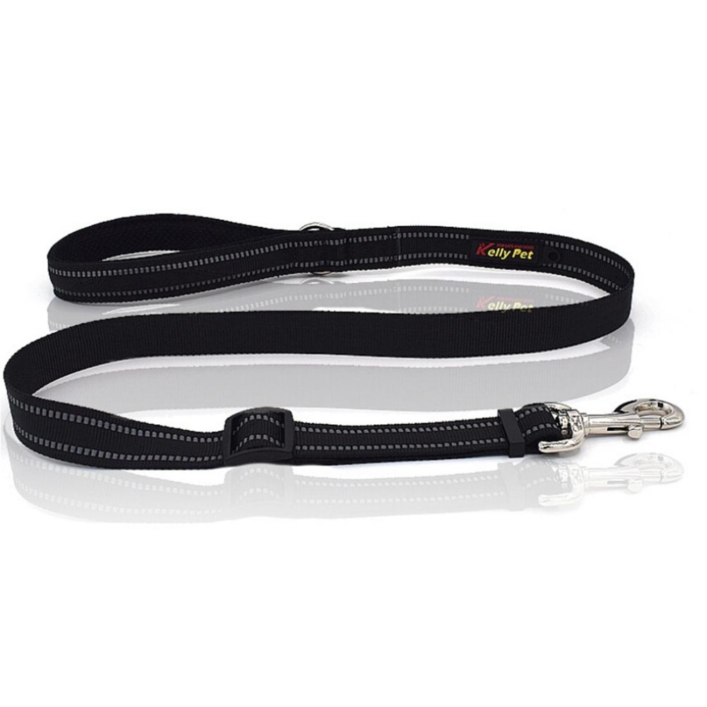 Pet Dogs Nylon Night Reflective Breathable Handheld Traction Lead Leash, Size: M, Adjustable Range: 2.5*(100-140cm)(Black)