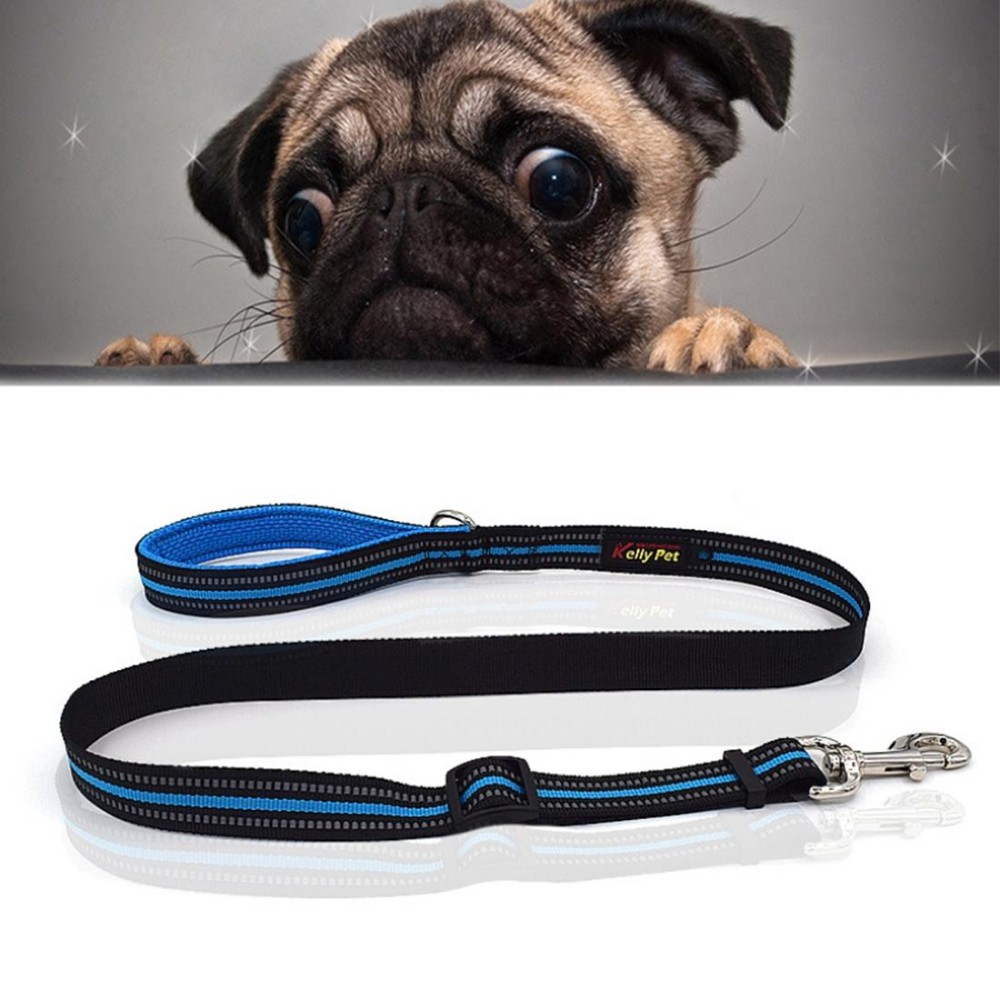 Pet Dogs Nylon Night Reflective Breathable Handheld Traction Lead Leash, Size: M, Adjustable Range: 2.5*(100-140cm)(Blue)