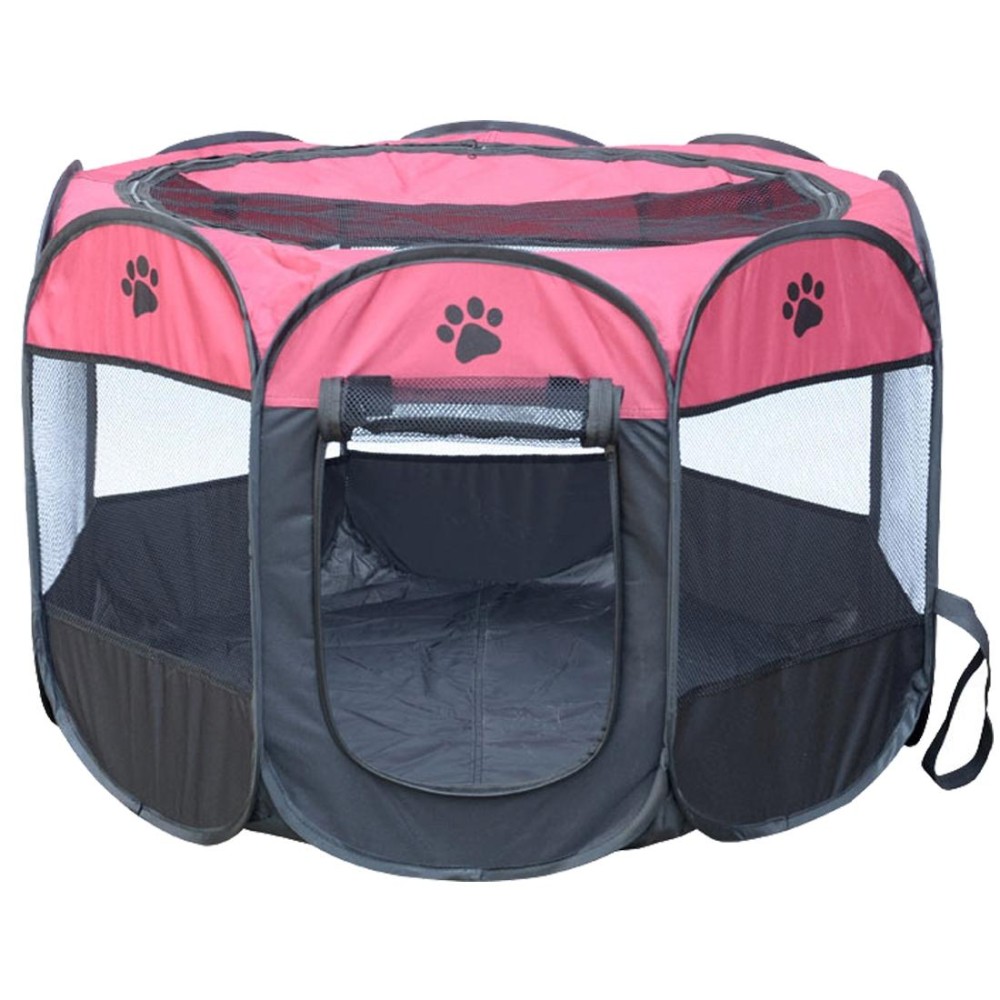 Fashion Oxford Cloth Waterproof Dog Tent Foldable Octagonal Outdoor Pet Fence, M, Size: 91 x 91 x 58cm (Magenta)