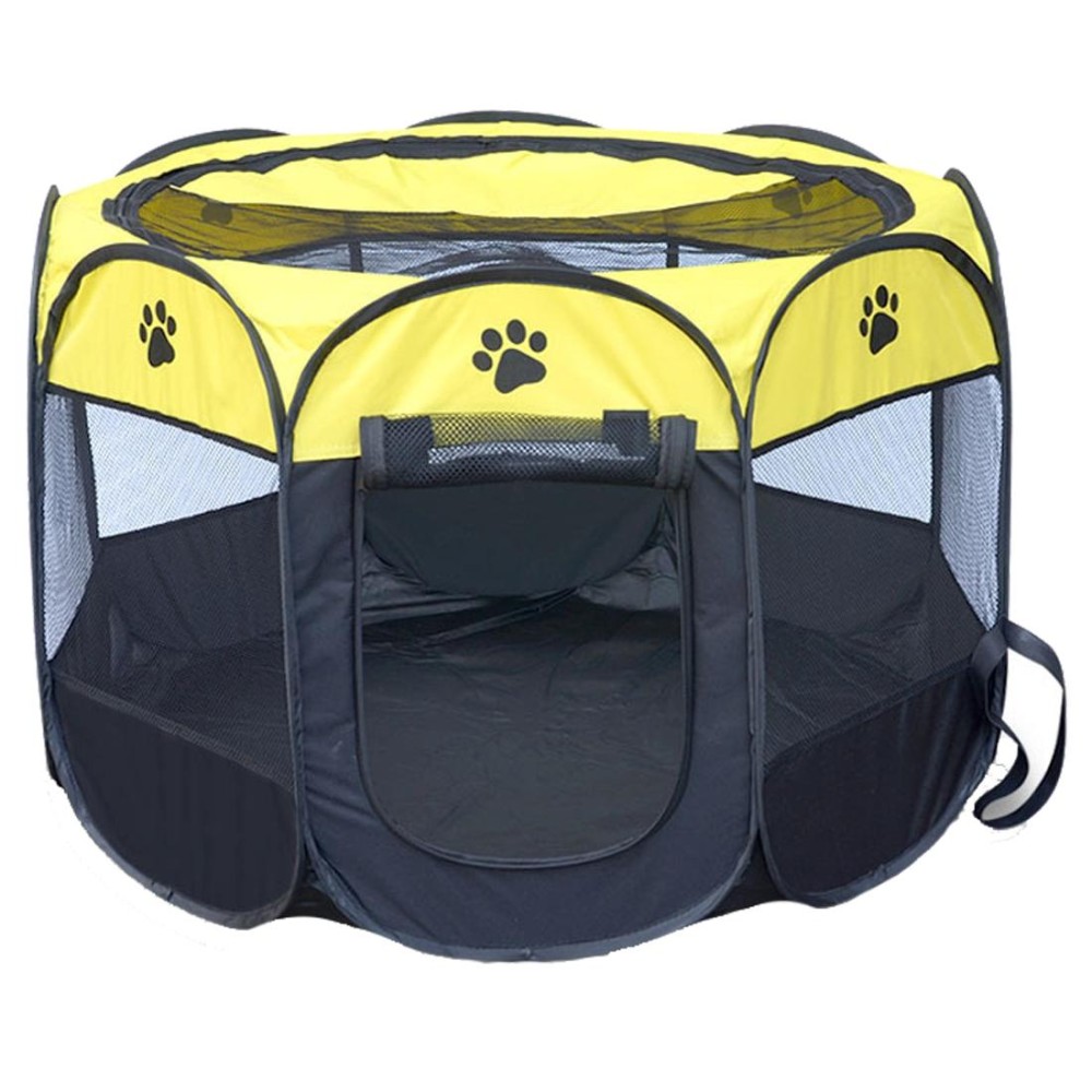 Fashion Oxford Cloth Waterproof Dog Tent Foldable Octagonal Outdoor Pet Fence, M, Size: 91 x 91 x 58cm(Yellow)